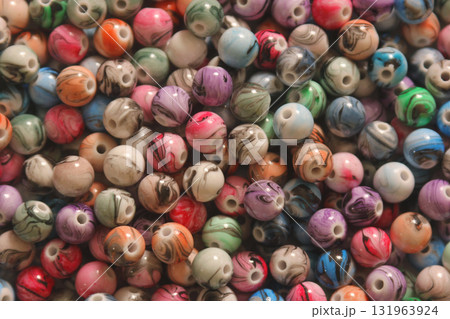 Pile of Colorful Acrylic Beads For Jewelry Making 131963924