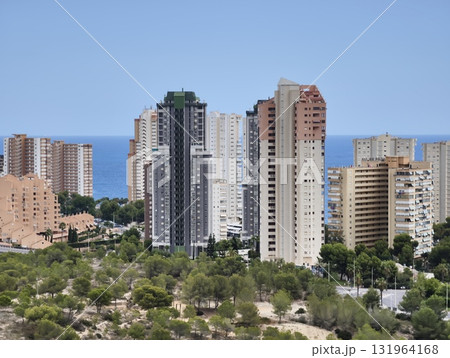 A stunning Coastal City Skyline with modern architecture and sea views, perfect for relaxing 131964168