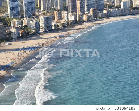 Experience Stunning Coastal Views of Benidorm with Beautiful Sandy Beaches and Tall Buildings 131964195