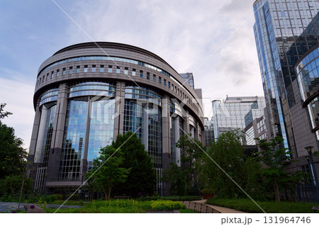 The European Parliament dominated by Paul-Henri Spaak building in Brussels, Belgium 131964746