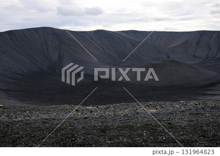 Mountains of black coal. Dark gray granite background 131964823