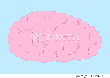 A pink brain illustration with intricate details. Ideal for Halloween themed projects, horror designs, or any spooky related artwork featuring anatomy, internal organs, eerie visuals. Internal organ. 131965196