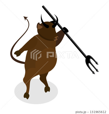 3D Isometric Flat Vector Set of Underworld Objects, Evil Characters and Devil Elements. Item 3 131965612