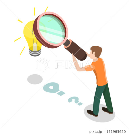 3D Isometric Flat Vector Illustration of Searching for Idea, Navigation Through Maze Leads to Discovering Solution. Item 3 3D Isometric Flat Vector Illustration of Searching for Idea, Navigation Through Maze Leads to Discovering Solution. Item 3 131965620