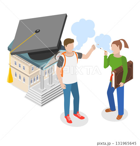 3D Isometric Flat Vector Illustration of Teenagers Bad Habits, Unhealthy Lifestyle. Item 3 3D Isometric Flat Vector Illustration of Teenagers Bad Habits, Unhealthy Lifestyle. Item 3 131965645