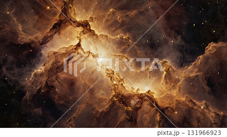 A vibrant cosmic nebula with black and gold colors and cosmic light trails. Sci-fi or fantasy design concept, banner with space for text. A vibrant cosmic nebula with black and gold colors and cosmic light trails. Sci-fi or fantasy design concept, banner with space for text. 131966923