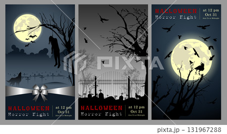Set of Halloween Multi Template Vector for poster, name card, cover, thrumpnail profile, social media, digital vedio content header, sale campaign . vector and illustration. Set of Halloween Multi Template Vector for poster, name card, cover, thrumpnail profile, social media, digital vedio content header, sale campaign . vector and illustration. 131967288