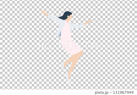A female nurse jumping with her arms outstretched A female nurse jumping with her arms outstretched 131967949