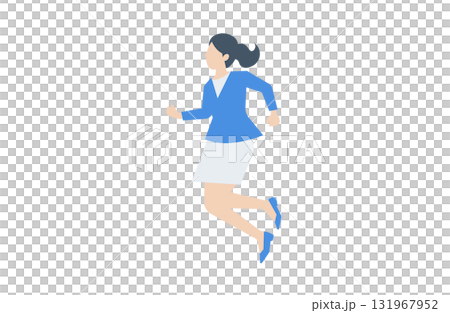 A woman in a light blue suit running A woman in a light blue suit running 131967952