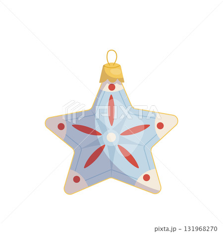 Retro blue star Christmas ornament 131968270