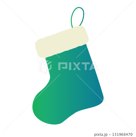 かわいい緑色のクリスマスの靴下のベクターイラスト_クリスマスと冬の素材 かわいい緑色のクリスマスの靴下のベクターイラスト_クリスマスと冬の素材 131968470