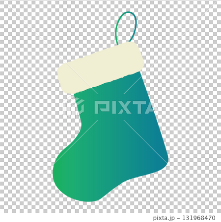 かわいい緑色のクリスマスの靴下のベクターイラスト_クリスマスと冬の素材 かわいい緑色のクリスマスの靴下のベクターイラスト_クリスマスと冬の素材 131968470