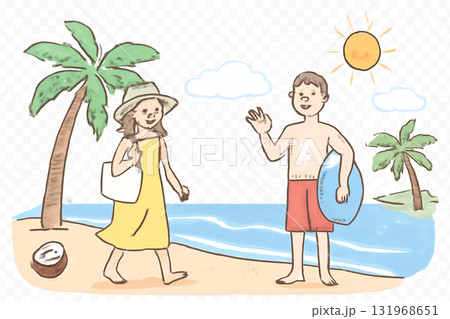 南国のビーチで過ごすカップル 131968651