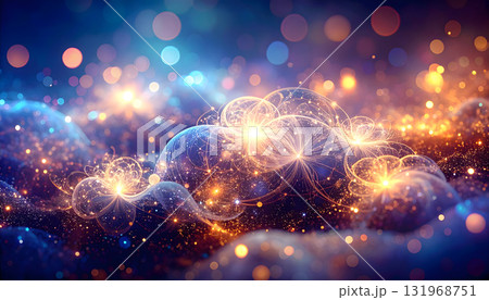 青い背景に幻想的な光を放つテクスチャー 131968751