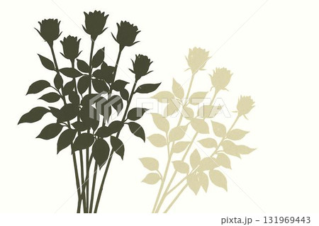 淡い薔薇のシルエット背景 優雅で上品な花のデザイン素材 淡い薔薇のシルエット背景 優雅で上品な花のデザイン素材 131969443