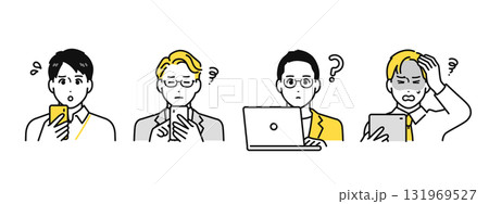 スマートフォン タブレット ノートパソコン 困る 悩む ビジネスパーソン アイコン スマートフォン タブレット ノートパソコン 困る 悩む ビジネスパーソン アイコン 131969527