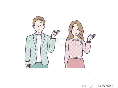 案内する男女のイラスト 131970211