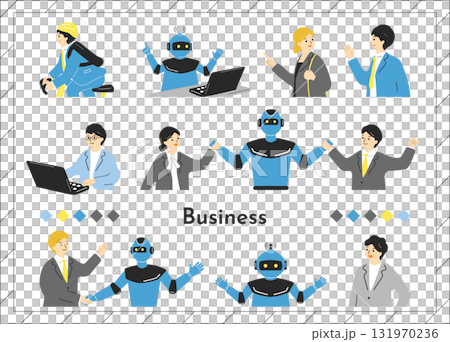 Business scene people and robots material collection 131970236