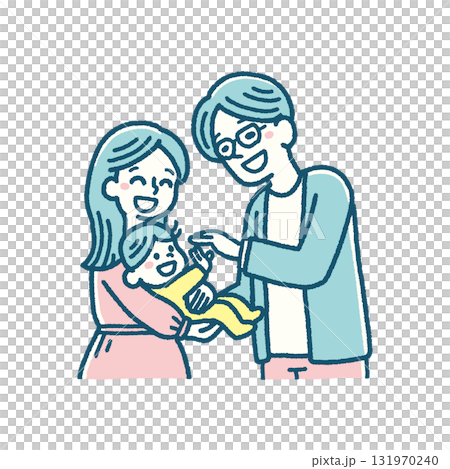 Dad, mom, baby, watching, smiling, hug, simple color, vector illustration Dad, mom, baby, watching, smiling, hug, simple color, vector illustration 131970240