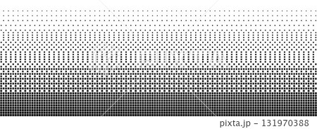 Bitmap halftone texture background. Square dot faded gradation wallpaper. Black and white binary squared pixels. Abstract glitchy 8 bit video game backdrop. Vector dither screen tone overlay Bitmap halftone texture background. Square dot faded gradation wallpaper. Black and white binary squared pixels. Abstract glitchy 8 bit video game backdrop. Vector dither screen tone overlay 131970388