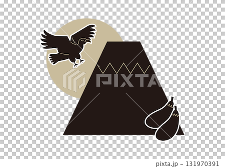 Illustration material of one Fuji, two hawks, and three eggplants Illustration material of one Fuji, two hawks, and three eggplants 131970391