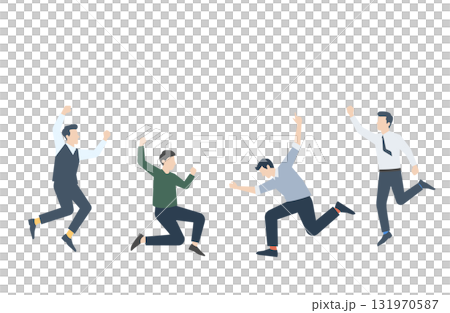Illustration set of jumping men 131970587