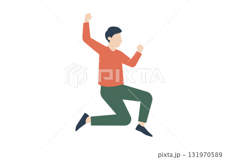ジャンプして喜ぶ若い男性 131970589