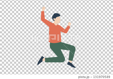 ジャンプして喜ぶ若い男性 131970589