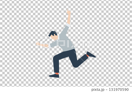 一名男子跳躍並揮舞著拳頭 131970590