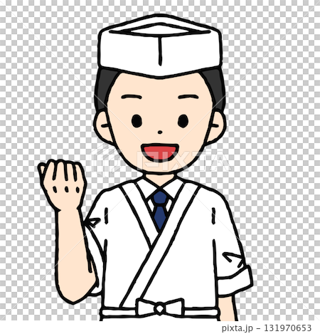 一位男廚師正在揮拳 131970653