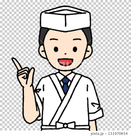 一位男廚師正在揮拳 131970654