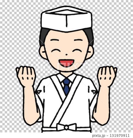 A male chef is doing a fist pump 131970911