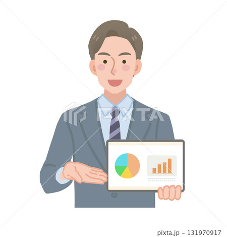 タブレットを持って説明をする営業マン タブレットを持って説明をする営業マン 131970917