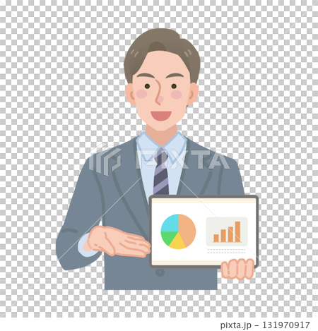 タブレットを持って説明をする営業マン タブレットを持って説明をする営業マン 131970917