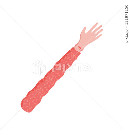 Colorful flat raised open hand with fingers and arm in cartoon graphic style. Gesture symbol for creativity and unity. Abstract concept for youth support projects. Colorful flat raised open hand with fingers and arm in cartoon graphic style. Gesture symbol for creativity and unity. Abstract concept for youth support projects. 131971150