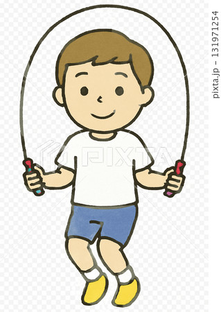 縄跳びをする男の子のイラスト（AI生成） 131971254
