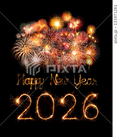 2026 happy new year fireworks celebration written sparkling at night 2026 happy new year fireworks celebration written sparkling at night 131971261