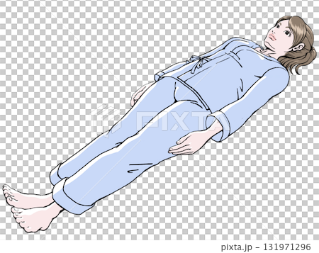 健診・人間ドック_まっすぐの姿勢で横たわる若い女性2_影無し 健診・人間ドック_まっすぐの姿勢で横たわる若い女性2_影無し 131971296