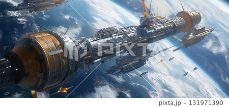 近未来テクノロジーが切り開く人類の宇宙開拓と未来文明のイメージ 131971390