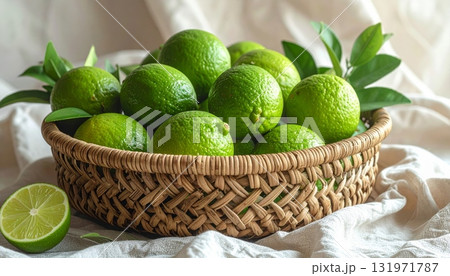 Limes in a Woven Basket 131971787