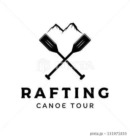 Retro vintage hipster element logo template rafting or kayaking with mountains and forest.Logo for rafting club,sports,adventure and badge. Retro vintage hipster element logo template rafting or kayaking with mountains and forest.Logo for rafting club,sports,adventure and badge. 131971833