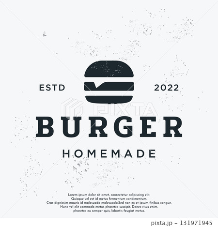 Retro vintage hot burger fresh and tasty logo design. Logo for restaurant, business, label, badge and emblem. 131971945