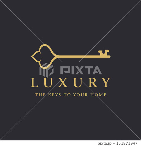 Retro luxury home or hotel or real estate key template logo with creative idea. 131971947