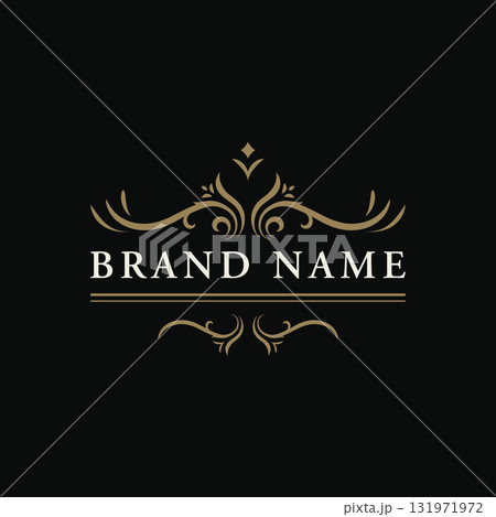 Luxurious monogram ornament logo design in retro vintage style. Logo for labels, restaurants, businesses, hotels. 131971972