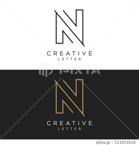 Logo design for the initial letter "N" with unique and creative geometry. Logo for business, brand, business card or identity. 131972018