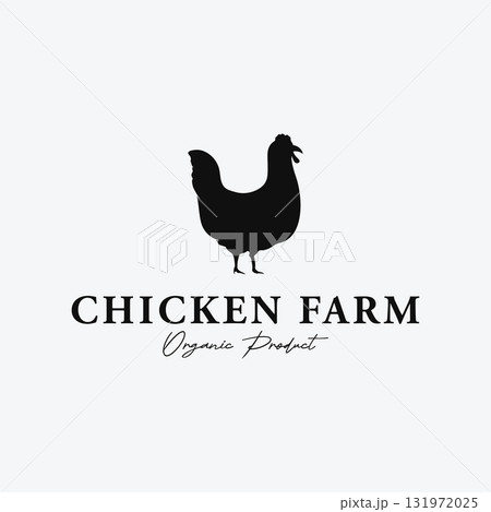 Retro vintage organic chicken farm logo template design. Inspired by animal farming. 131972025