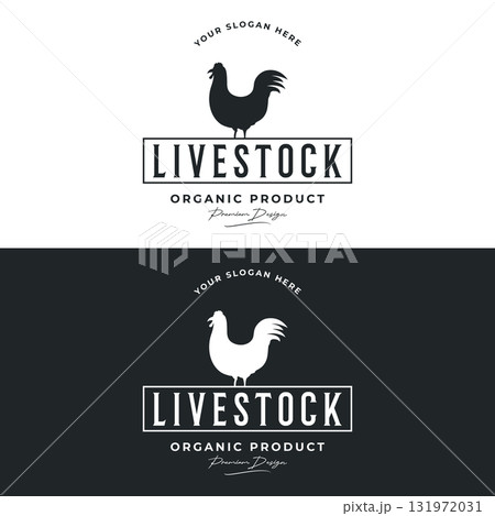 Retro vintage organic chicken farm logo template design. Inspired by animal farming. 131972031