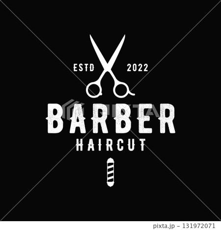 Retro vintage barbershop haircut and shave logo template with haircut equipment design. Logo for business, emblem, label, barber and badge. Retro vintage barbershop haircut and shave logo template with haircut equipment design. Logo for business, emblem, label, barber and badge. 131972071