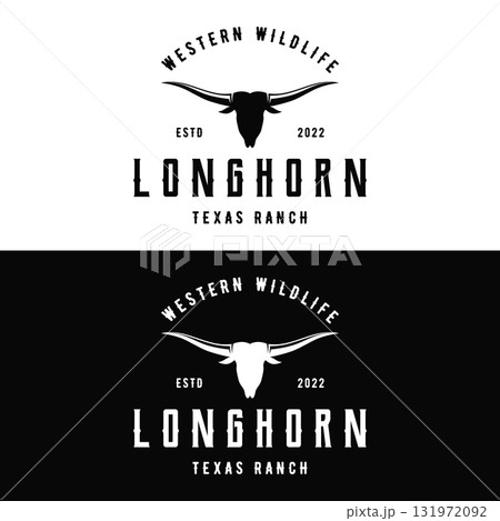 Longhorn texas ranch wildlife vintage logo template design. for badges, restaurants, farms and businesses. 131972092