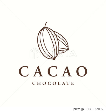 Organic chocolate or cacao fruit logo template design isolated background. Organic chocolate or cacao fruit logo template design isolated background. 131972097